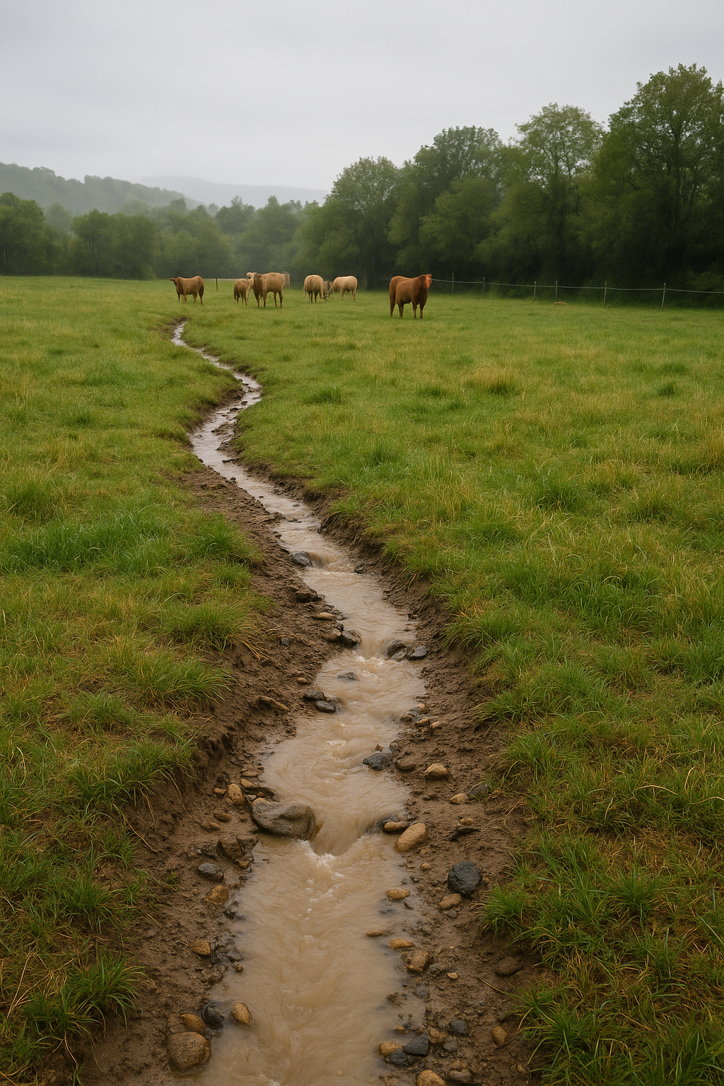 Bovini in una parcella di pascolo pianificato