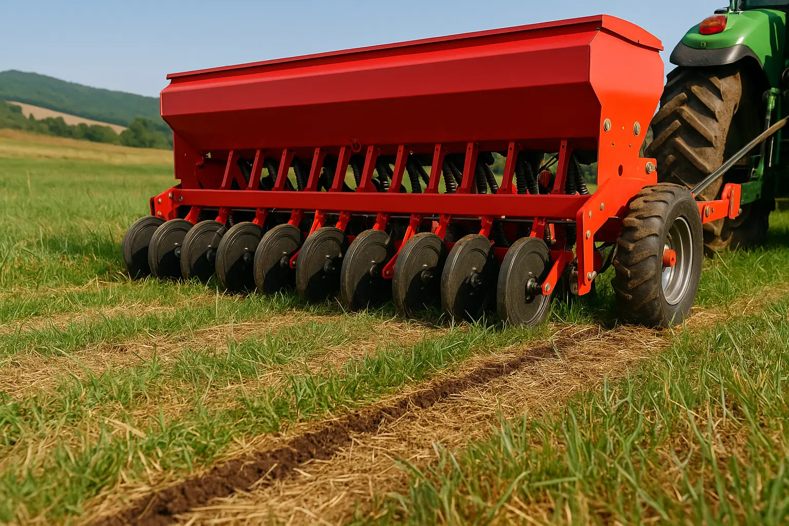 Seminatrice e copertura del suolo in una prova aziendale