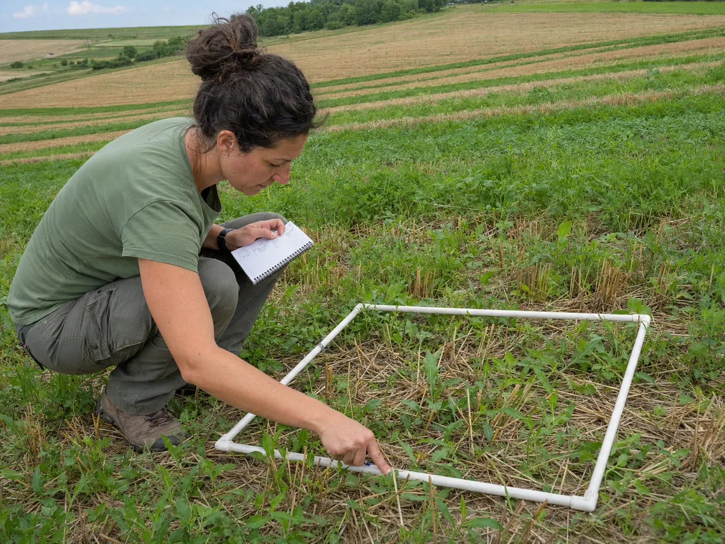 Agronoma misura la percentuale di suolo coperto con un quadrato di campionamento